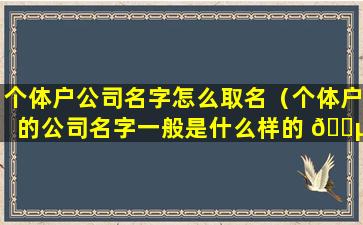 个体户公司名字怎么取名（个体户的公司名字一般是什么样的 🐵 ）
